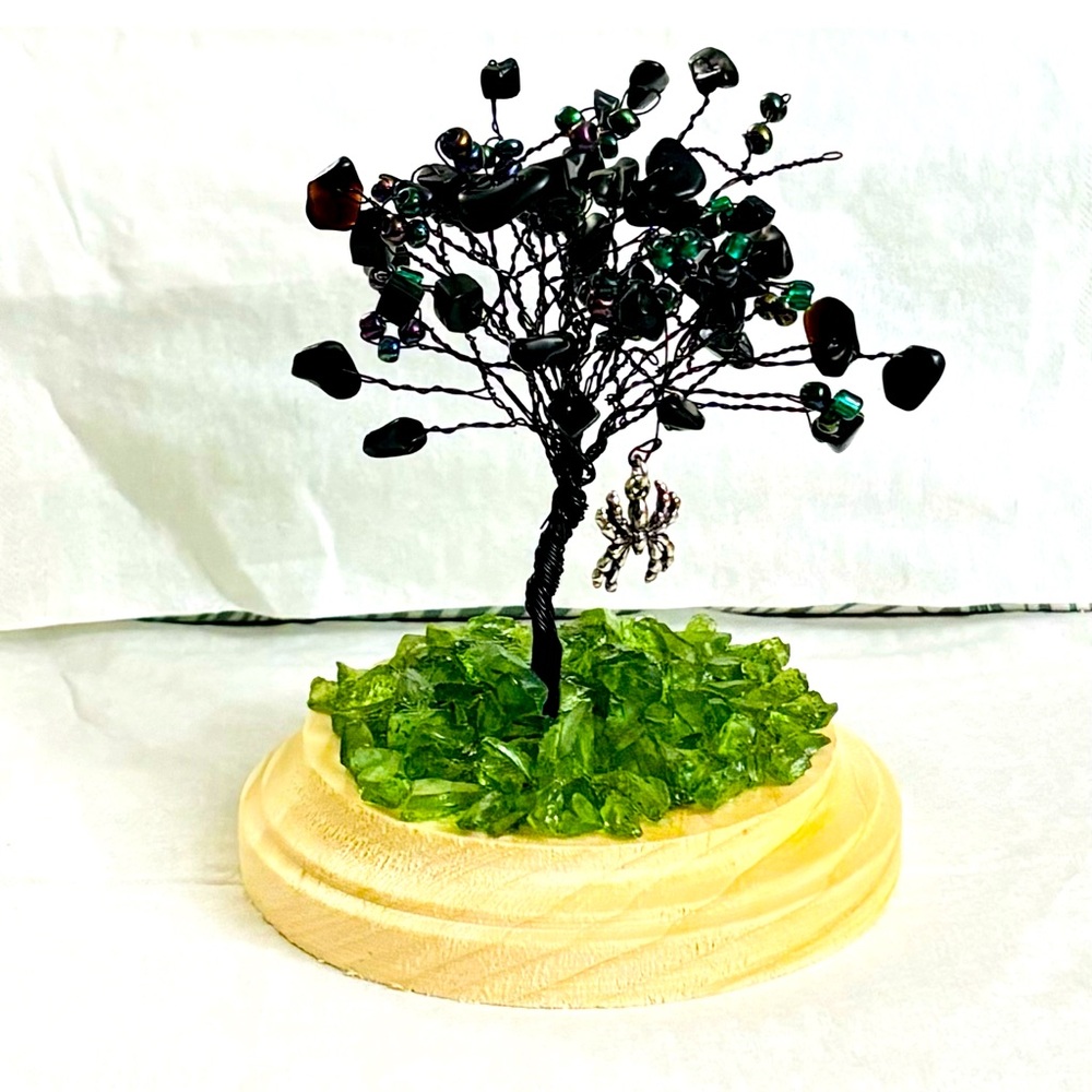Black tourmaline crystal wire tree